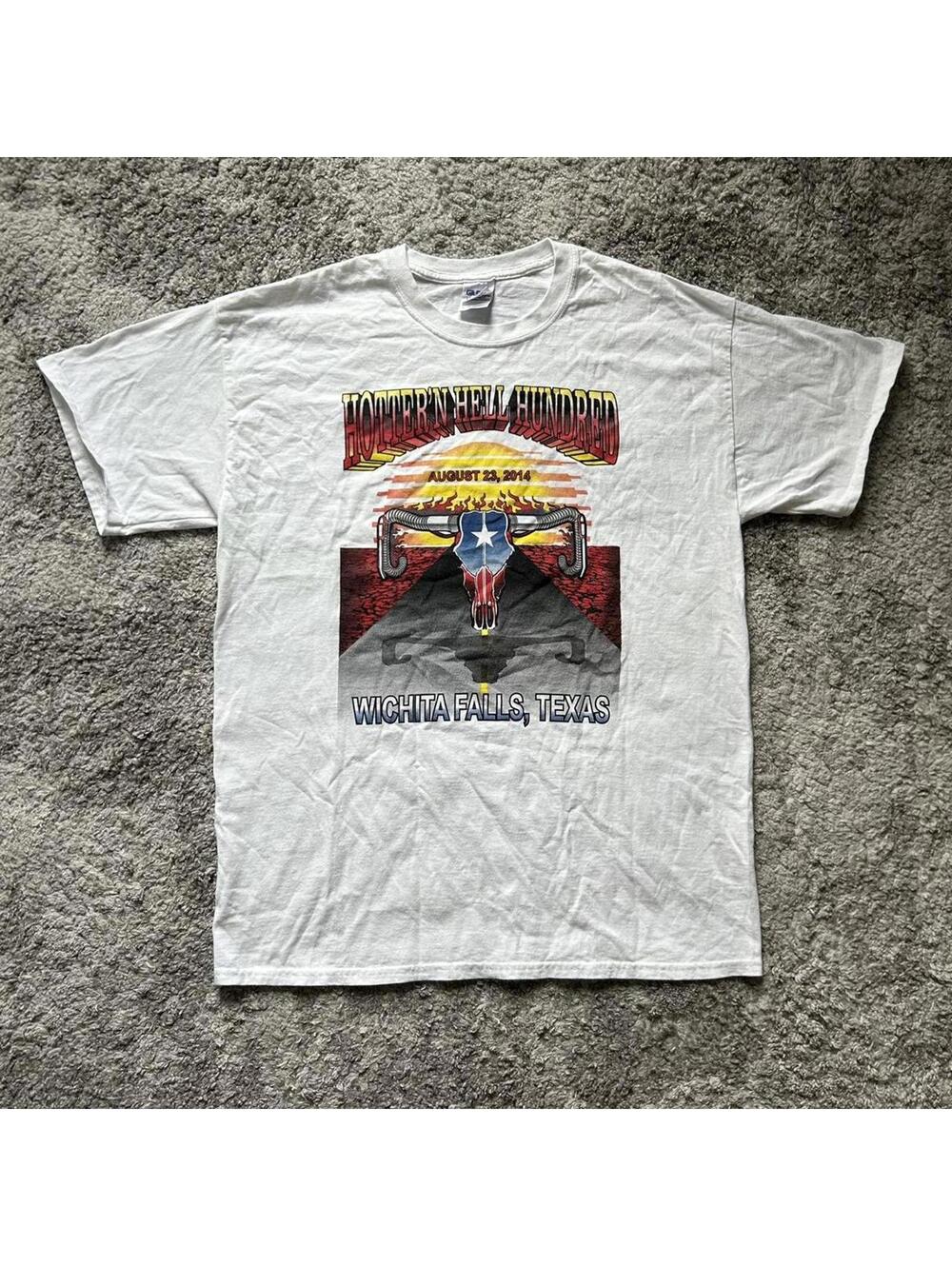 Hotter’n Hell Hundred Wichita Falls, Texas biker Shirt with Sick longhorn skull